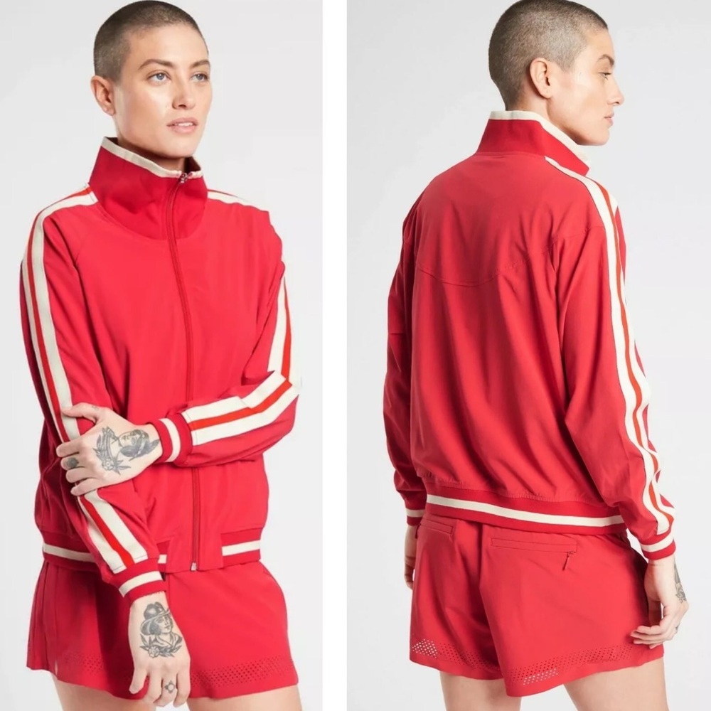 Athleta Sprint Track Jacket Small Red